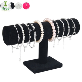【COD】 Portable Velvet/PU Leather Bracelet Bangle Necklace Display Stand Holder Watch Jewelry Organizer T-Bar Rack