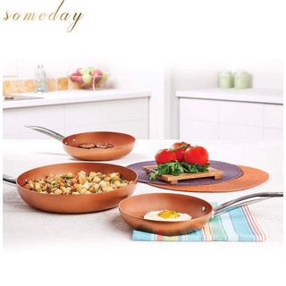 5 In 1 Copper Ceramic Frying Pans Set of 3 with 2 Glass Cover Copper Pan Ceramic Pan Wwmi