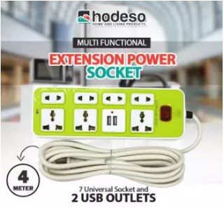 Roadriders 2 USB outlets Charger Heavy Duty Power Extension Cord With 7 Universal Socket