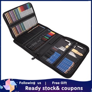 [Xiyijia] 72pcs Sketching Drawing Colored Pencil Art Charcoal Eraser Set with Carrying Bag