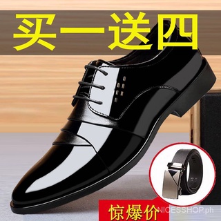 PLOVERWoodpecker Leather Shoes Men's Business Formal British Casual Glossy Patent Leather Shoes Youth Work Tide Leather Shoes