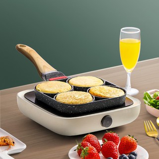 Omelette breakfast non-stick pan with four holes universal square omelette pan