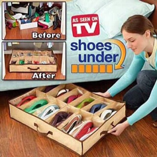 12 Pairs Foldable Shoe Under Storage Box Organizer