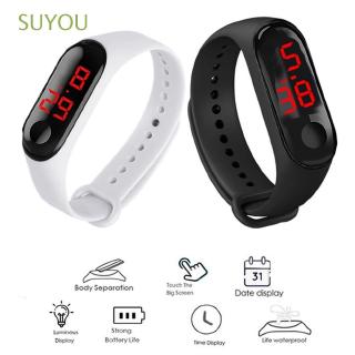 SUYOU Unisex LED Digital Watch Touch Screen Silicone Strap Sports Yoga Watches Kids Clocks