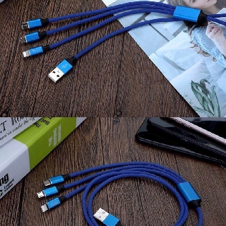 Boyce 3in1 Liquid Silicone 2.4A Flash Charging Cable PhoneType-C Micro USB Multiple Plugs 1.2M Cable