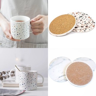 Nordic Terrazzo Stone Porcelain Coffee Tea Cup Mug Marble Cork Coaster