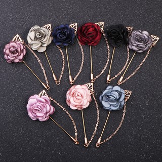 Cloth flower brooch fashion female tassel chain word pin brooch camellia pin