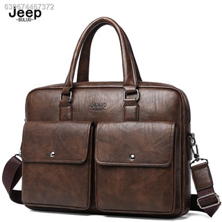 Handbag♝∋JEEP BULUO Men's Briefcases Men's Bags Split Leather Lawyer/office Bag for Men Fashion Lapt