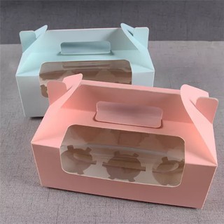 10PCS 6 holes Cupcake box/pastry box/cookie box with handle