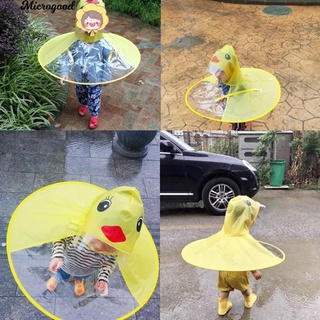 №✓◘Cartoon Duck Children Raincoat Umbrella UFO Shape Rain Hat Cape Foldable