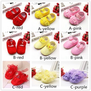 Baby Princess Shoes Infant Girls Flower Lace Crib Shoes Newborn Soft Sole Non-slip Shoe Toddler First Walking Shoes