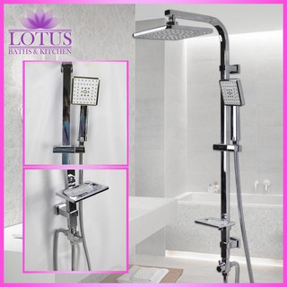 Lotus Baths MSC10502 Stainless Steel Modern Wall-mounted Rainfall Shower Mixer Set w/ Handheld Spray