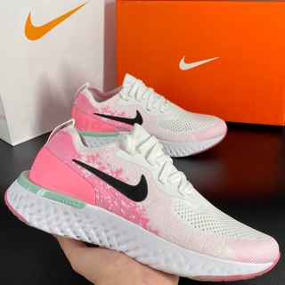 Nike Epic React Flyknit white/pink running shoes for women