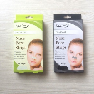 【Ready Stock】™✈Body Treats Charcoal OR Green Tea Nose pore Strips x 12s