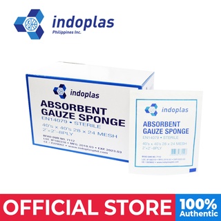 Indoplas Absorbent Gauze Sponge Pad 2x2 Sterile Box of 100