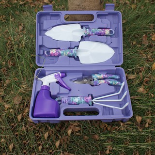 Garden Tools Set, 5 Pieces Gardening Tools with Purple Floral Print (1)