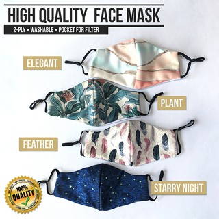 Cute Fashionable Designer Face Mask (2-ply / Washable / Filter Pocket)