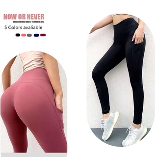Women's fitness pants with pockets peach leggings stretch breathable running sports yoga pants 9010