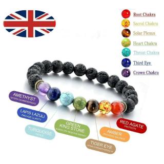 7 Chakra Bracelet Crystal Stone Lava Healing Balance Beads Reiki Buddha Anxiety