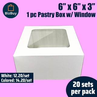Pastry Box 6x6x3 with Window (20 sets / order)