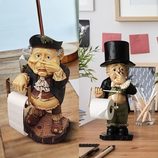 ●¤ↂToilet Butler With Small Mini Fake Roll Paper Holder Resin Ornament Sculpture Bathroom Cute Figur