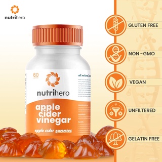 Nutrihero – Best Pure Organic Apple Cider Vinegar Gummies - 60 Count – ACV Supplement for Weight Los