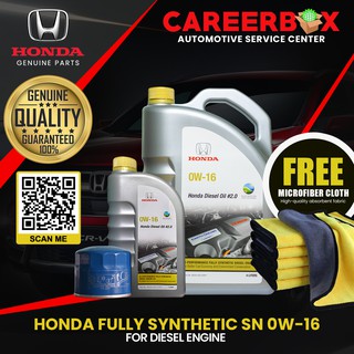 Honda Diesel Engine Oil SN 0W-16 5 Liters With Oil Filter and Drain Plug Washer For Honda CRV Diesel