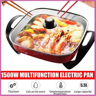 1500W Multifunction frying Pan Korean Style Electric Heat Pot Electric roasting Oven hotpot Steamer
