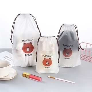 Portable Travel Cosmetics Bundle Pocket Cartoon Frosted cartoon bundle pocket waterproof drawstring bag Storage Bag