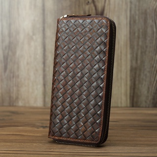100% Natural Leather Men's Wallets Long Male Clutch Bag Zip Wallet Men Cellphone Bag