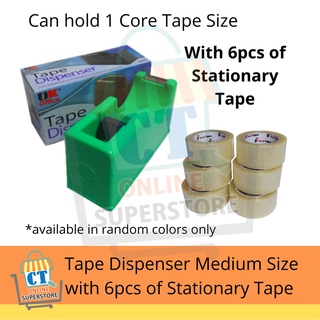 Tape Dispenser MEDIUM Size with 6pcs of Stationary Tape 3/4 inch Width
