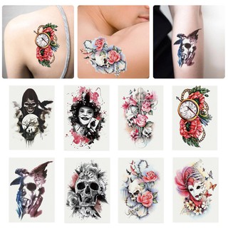 ♥ Skull Pattern Waterproof Temporary Tattoo Sticker Arm Body Art Decal