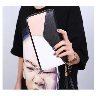 New fashion contrast color stitching large capacity zipper long wallet (4)