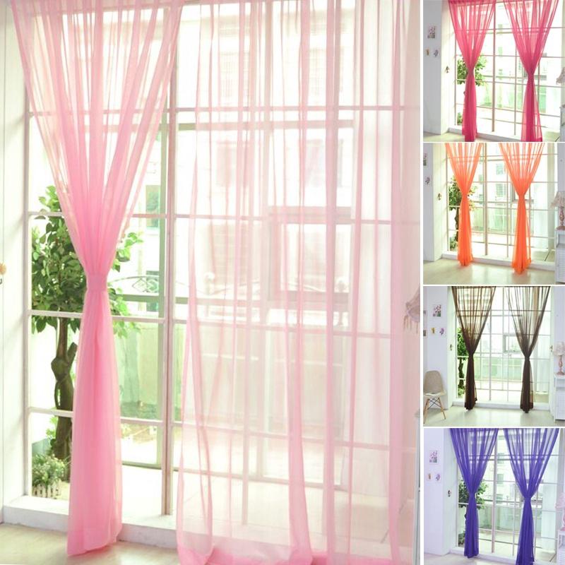 Home Floral Tulle Voile Window Curtain Panel Sheer Valances (1)