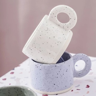 Korean Ceramic Paint Splatter Coffee Cup White Breakfast Mug