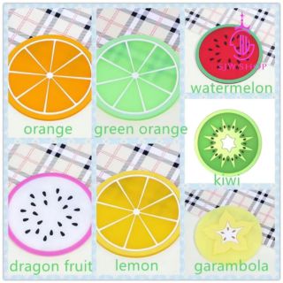 SJW 1pcs Hot Coaster Fruit Shape Silicone Cup Pad Slip Insulation Pad Cup Mat Pad Hot Drink Holders (2)