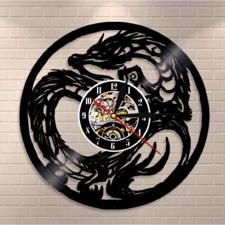 Yin Yang Dragon Art Ancient Mythical Animal Wall Clock Chinese Fantasy Monster Vinyl Record Wall Clock Home Decor Clock Gift