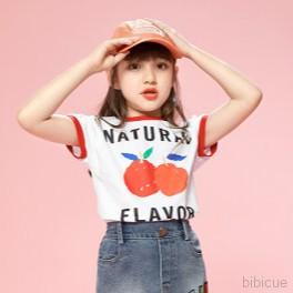 Girls Top Korean Cherry Short Sleeve T-shirt
