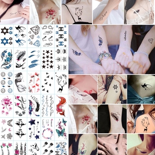30PCS/LOT INS Style Temporary Tattoo Sticker Waterproof Fake Tattoo Body Art Flower Feather Sticker