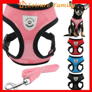 【 Leisure Family】Breathable Mesh Small Dog Pet Harness and Leash Set Puppy Cat Vest Harness Collar For Chihuahua Pug Bulldog Cat arnes perro