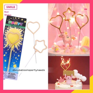 sparkling candle star/heart shape cake candle birthday partyneeds supply