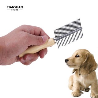 Pet Dog Cat Double Side Metal Row Teeth Brush Massaging Grooming Hair Comb Rake