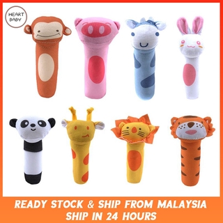 [1pcs ] Baby Animal Pattern Rattles Cartoon Hand Bell Ring Kid Plush Soft Toy