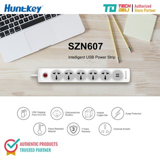 Huntkey SZN607 Intelligent USB Power Strip, 2*USB Charging Port [ICC Certified + 3 Years Warranty]