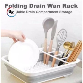 UNANGPWESTO Dish Rack Foldable Plates Drying Rack Drainer Kitchen Storage Bowl Holder