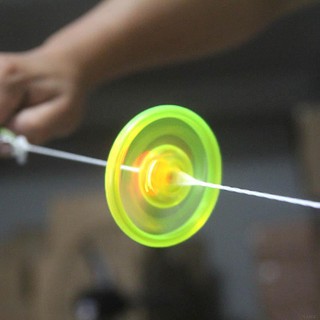 Whistle Glowing Funny Toys Light Luminous LED Flashing Hand Pull Rope Flywheel (3)