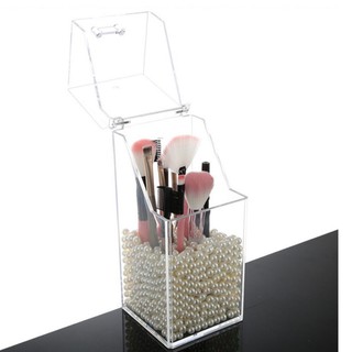 Gladking Transparent Acrylic Makeup Brush Case With Lid & Peals