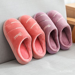 Women Slippers Winter Warm Home Plush Shoe Couples Non-Slip Floor House Slippers Soft Indoor Shoes F