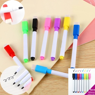 8 Colors Colorful Magnetic Dry Wipe White Board Window Markers Pens School Classroom Whiteboard Pen White Board Markers Built In Eraser Student Children's Drawing Pen