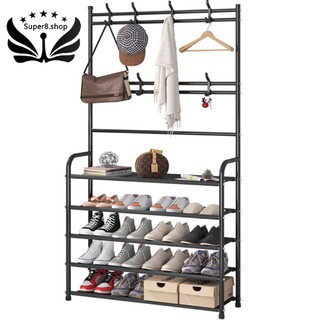 Integrated combination of floor coat rack and shoe rack